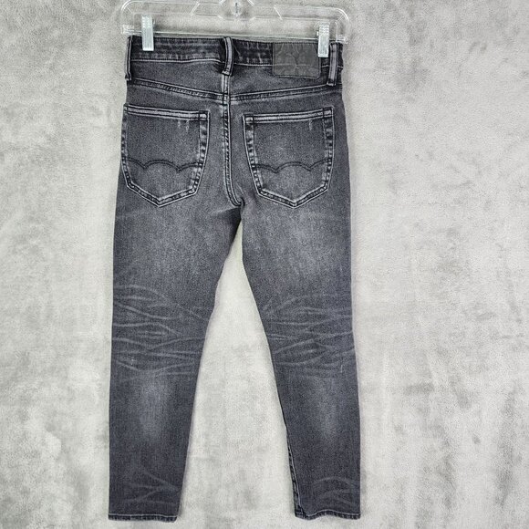 Mens American Eagle Airflex Slim Black Denim Jeans Distressed Size 26x28 - Picture 7 of 11